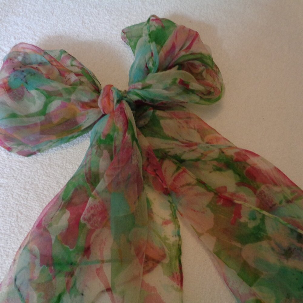 ROMANTIC PAST RETRO CHIFFON FLOWERS LIKE A PAINTING Long Scarf